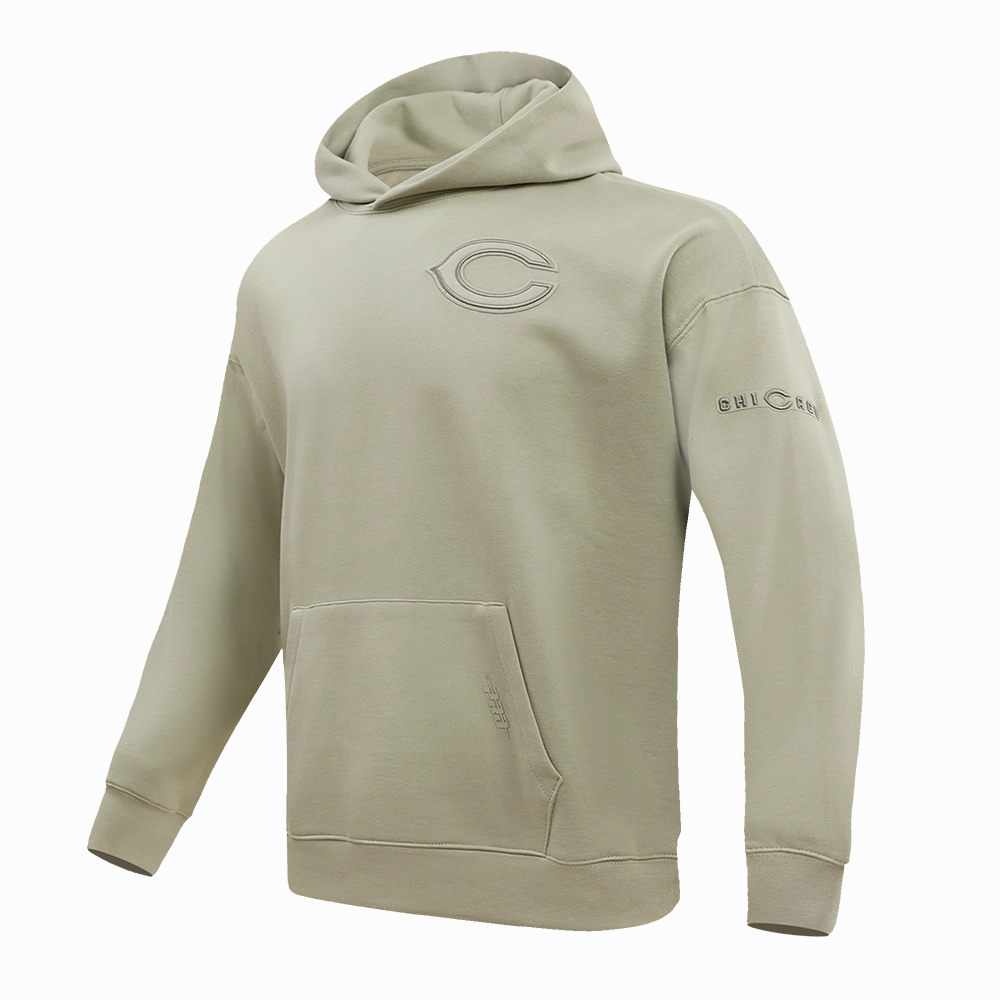 NFL CHICAGO BEARS NEUTRAL DROP SHOULDER MEN'S PULLOVER HOODIE (TAUPE)