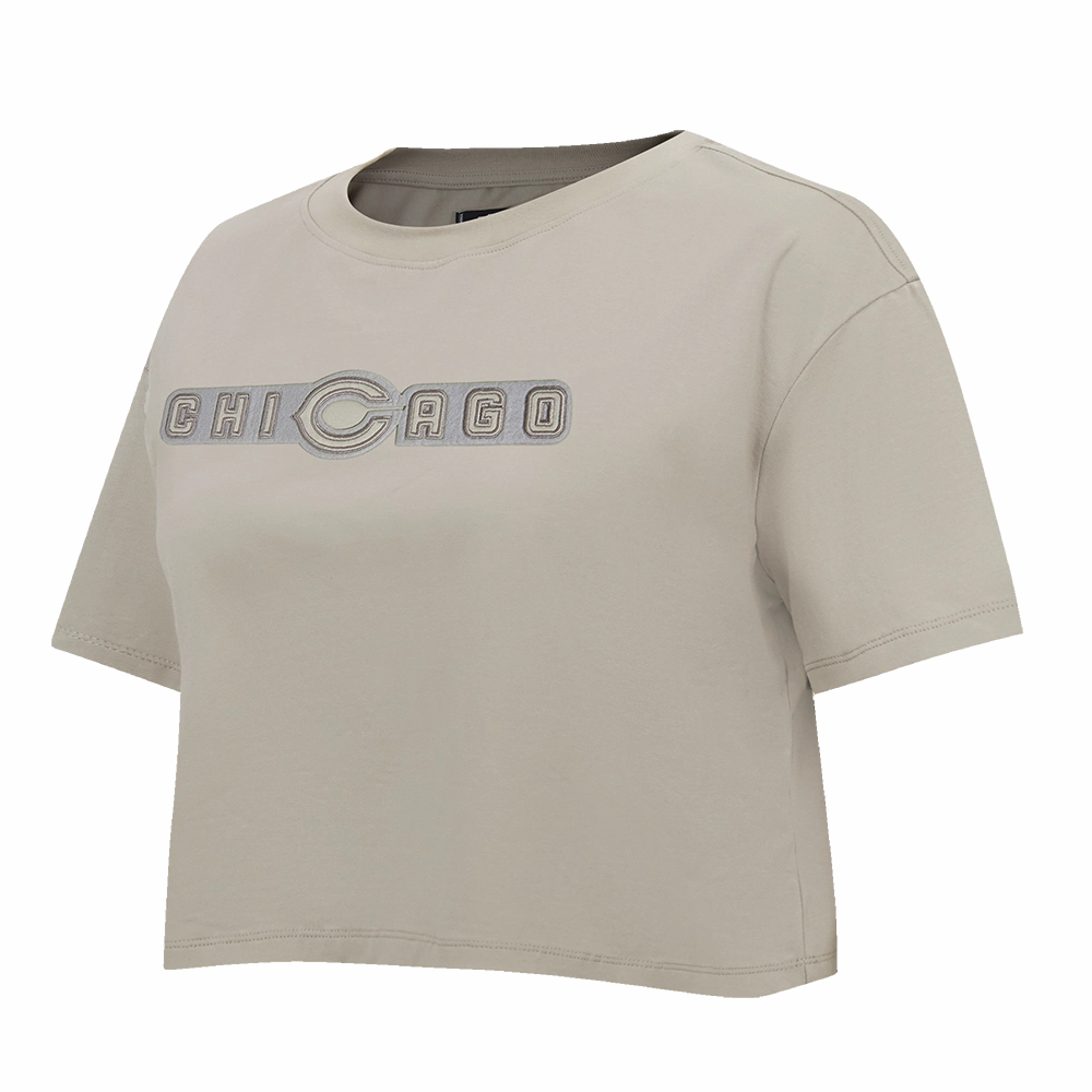 NFL CHICAGO BEARS NEUTRAL SINGLE JERSEY BOXY TEE\ (TAUPE)