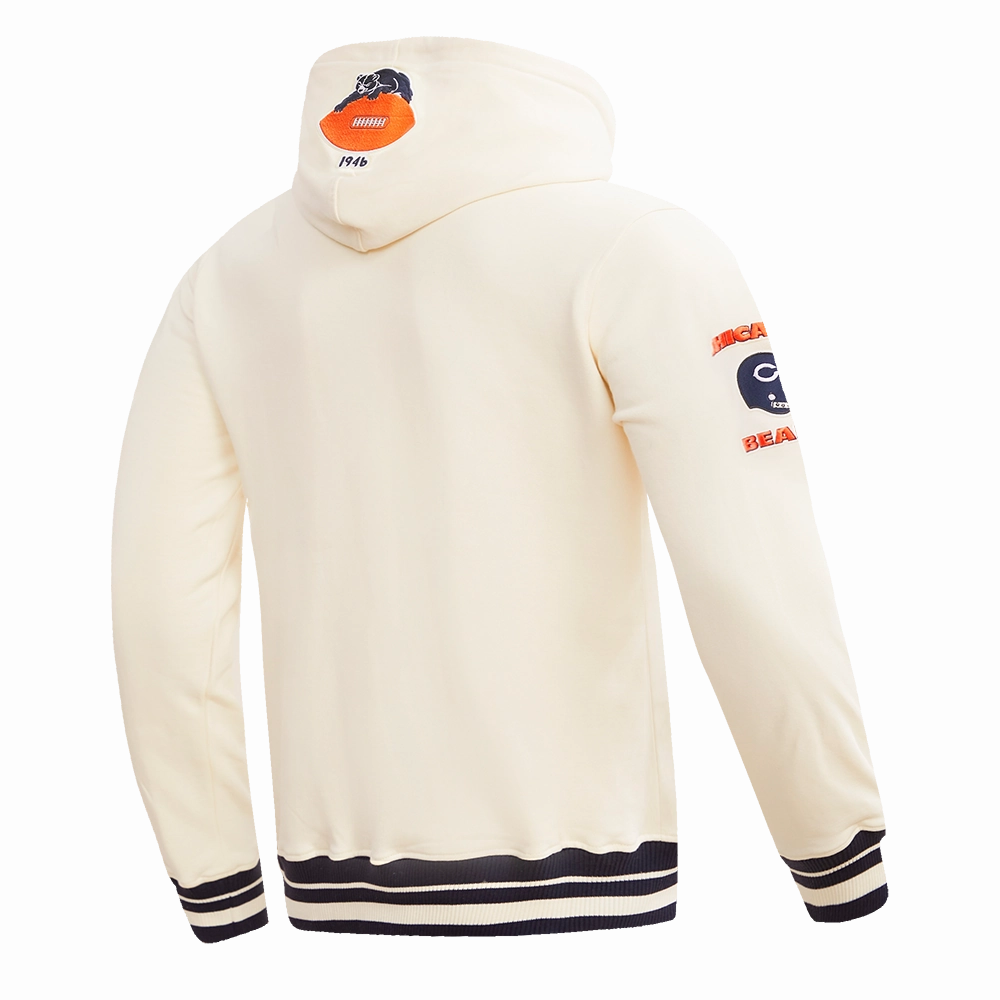 NFL CHICAGO BEARS RETRO CLASSIC MEN'S PULLOVER HOODIE (EGGSHELL/ MIDNIGHT NAVY)