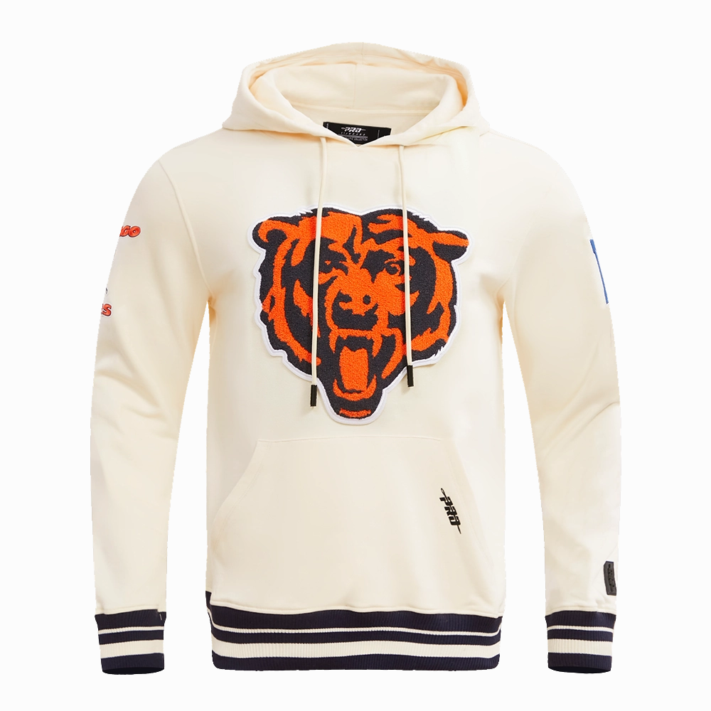 NFL CHICAGO BEARS RETRO CLASSIC MEN'S PULLOVER HOODIE (EGGSHELL/ MIDNIGHT NAVY)