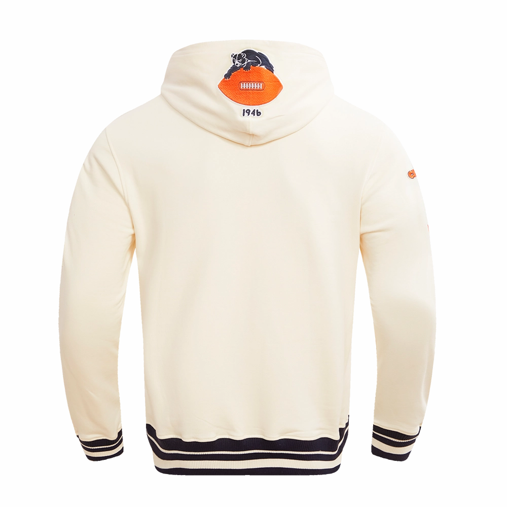 NFL CHICAGO BEARS RETRO CLASSIC MEN'S PULLOVER HOODIE (EGGSHELL/ MIDNIGHT NAVY)