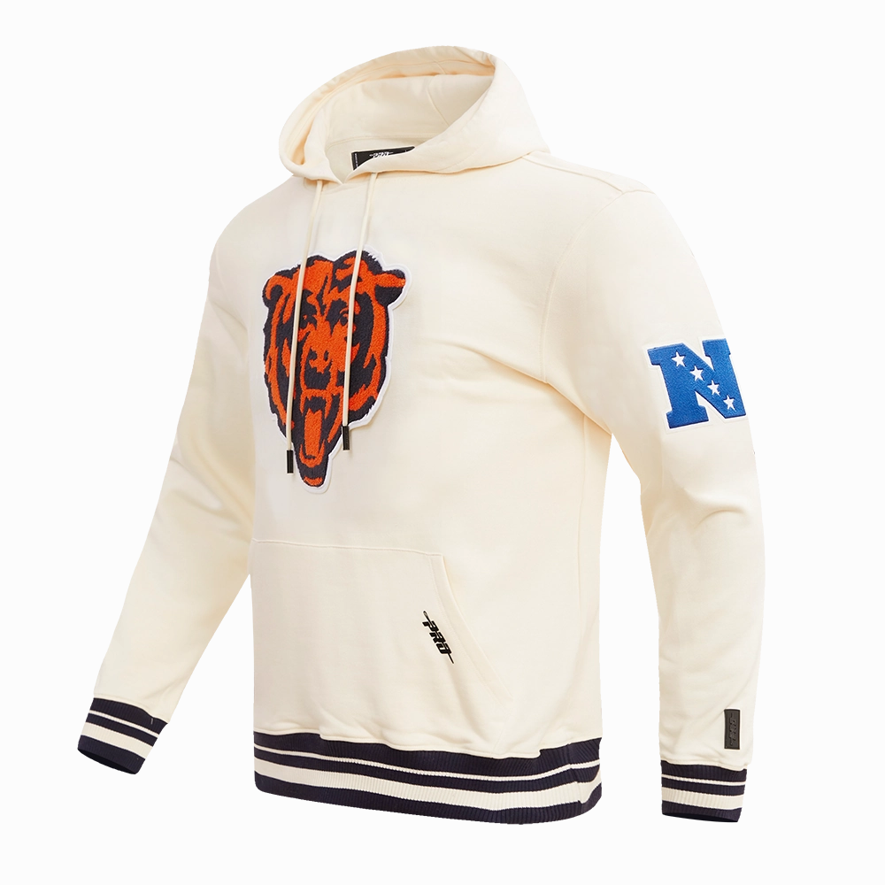 NFL CHICAGO BEARS RETRO CLASSIC MEN'S PULLOVER HOODIE (EGGSHELL/ MIDNIGHT NAVY)
