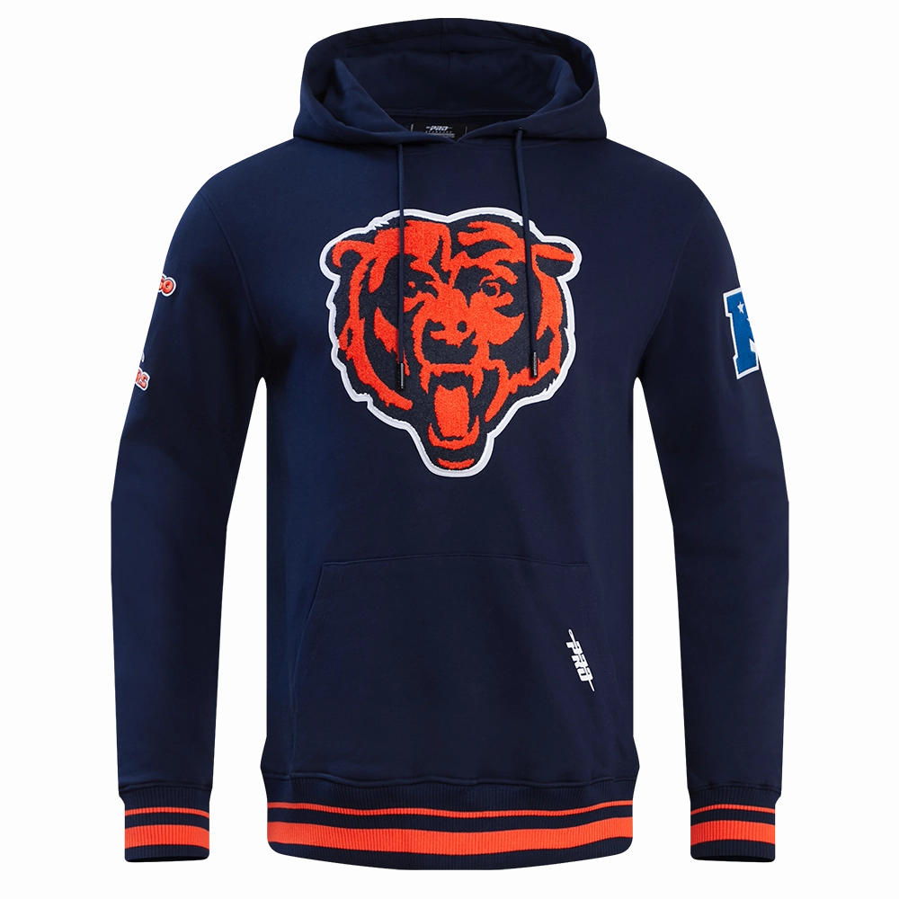 NFL CHICAGO BEARS RETRO CLASSIC MEN'S PULLOVER HOODIE (MIDNIGHT NAVY/ORANGE/MIDNIGHT NAVY)