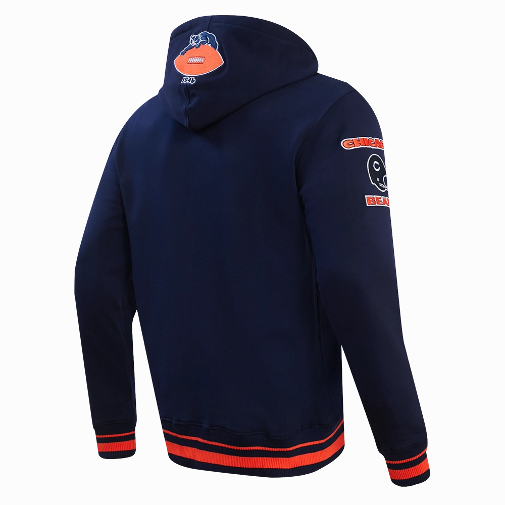 NFL CHICAGO BEARS RETRO CLASSIC MEN'S PULLOVER HOODIE (MIDNIGHT NAVY/ORANGE/MIDNIGHT NAVY)