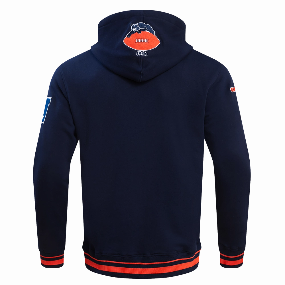 NFL CHICAGO BEARS RETRO CLASSIC MEN'S PULLOVER HOODIE (MIDNIGHT NAVY/ORANGE/MIDNIGHT NAVY)
