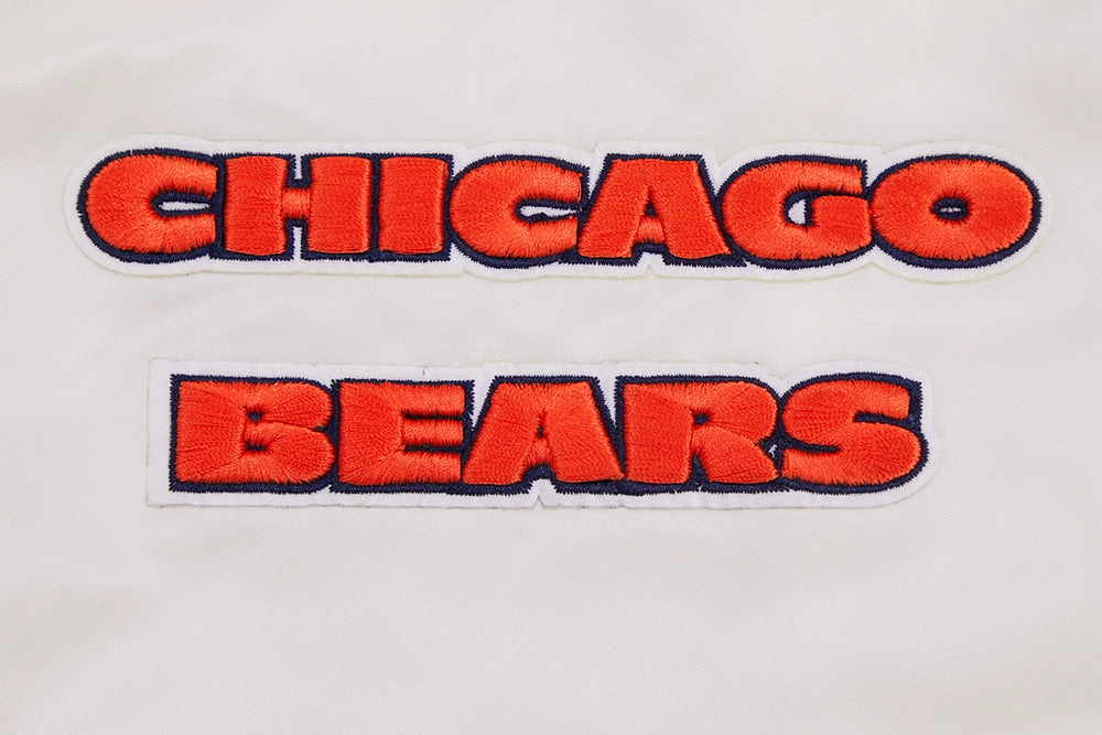 NFL CHICAGO BEARS RETRO CLASSIC MEN'S RIB SATIN JACKET (EGGSHELL/ MIDNIGHT NAVY)
