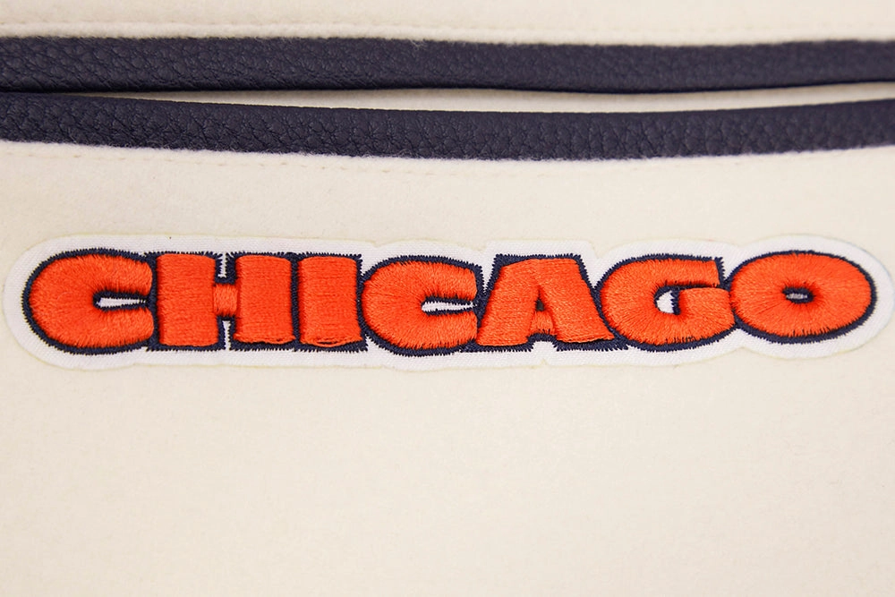 NFL CHICAGO BEARS RETRO CLASSIC MEN'S RIB WOOL VARSITY JACKET (EGGSHELL/MIDNIGHT NAVY)