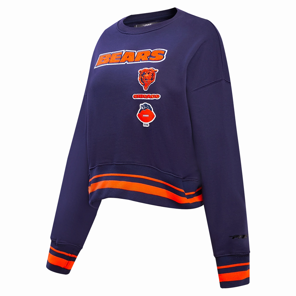 NFL CHICAGO BEARS RETRO CLASSIC WOMEN'S CREWNECK (MIDNIGHT NAVY/ORANGE/MIDNIGHT NAVY)