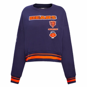 NFL CHICAGO BEARS RETRO CLASSIC WOMEN'S CREWNECK (MIDNIGHT NAVY/ORANGE/MIDNIGHT NAVY)