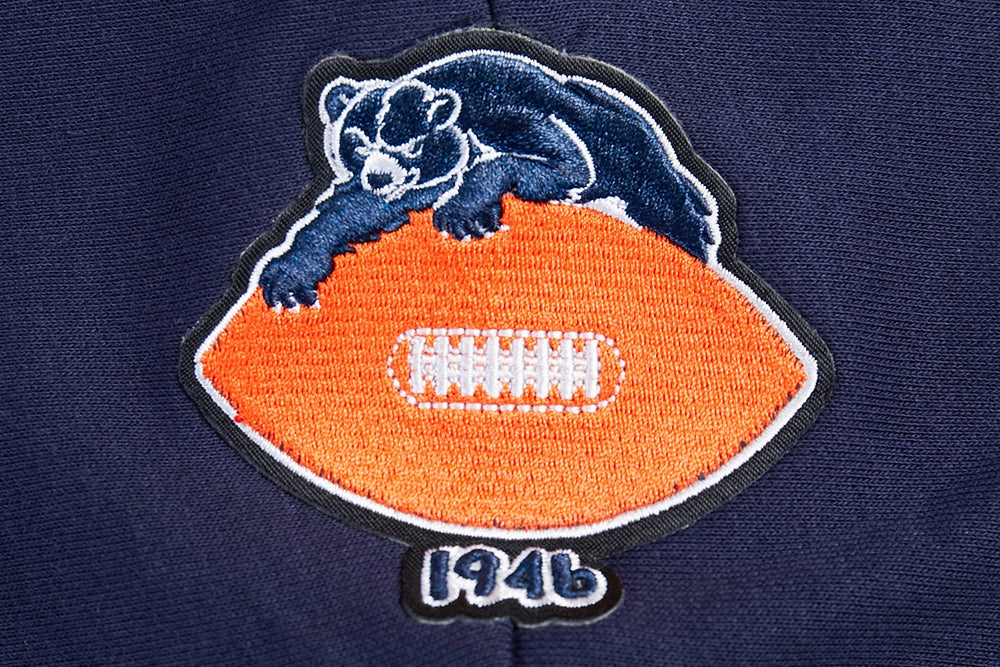 NFL CHICAGO BEARS RETRO CLASSIC WOMEN'S CROPPED PULLOVER HOODIE (MIDNIGHT NAVY/ORANGE/MIDNIGHT NAVY)