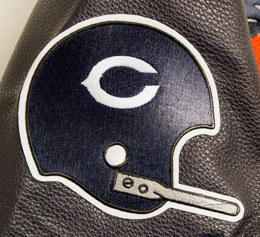 NFL CHICAGO BEARS RETRO CLASSIC WOMEN'S RIB WOOL VARSITY JACKET (EGGSHELL/ MIDNIGHT NAVY)