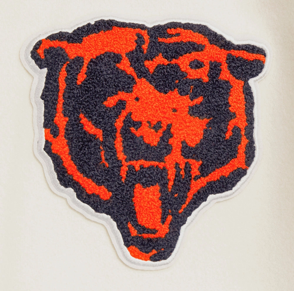 NFL CHICAGO BEARS RETRO CLASSIC WOMEN'S RIB WOOL VARSITY JACKET (EGGSHELL/ MIDNIGHT NAVY)