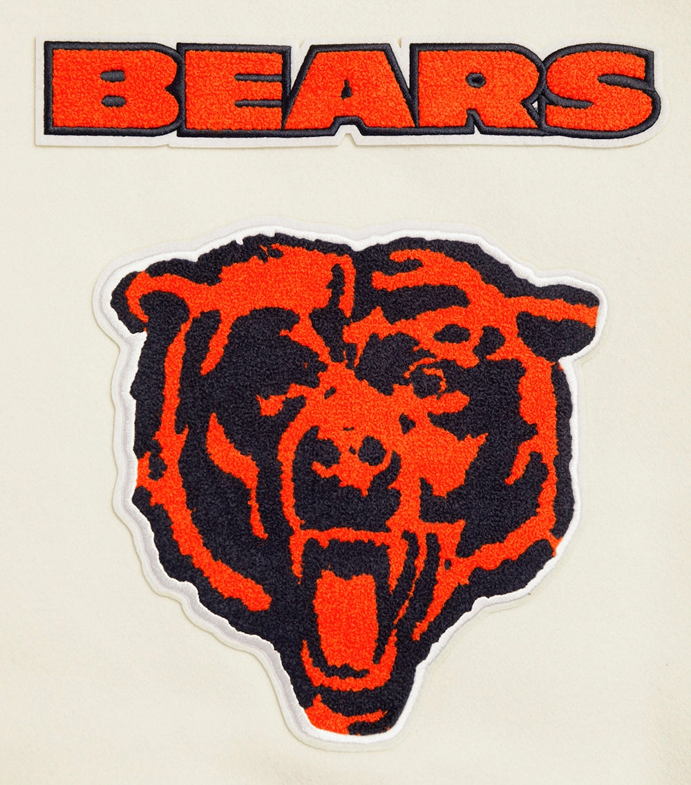 NFL CHICAGO BEARS RETRO CLASSIC WOMEN'S RIB WOOL VARSITY JACKET (EGGSHELL/ MIDNIGHT NAVY)