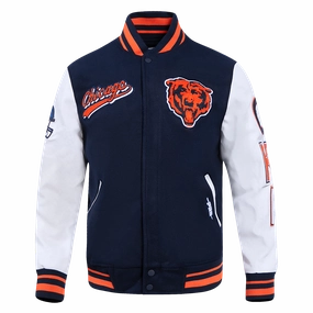 NFL CHICAGO BEARS SCRIPT TAIL MEN'S RIB WOOL VARSITY (MIDNIGHT NAVY/ORANGE/MIDNIGHT NAVY)