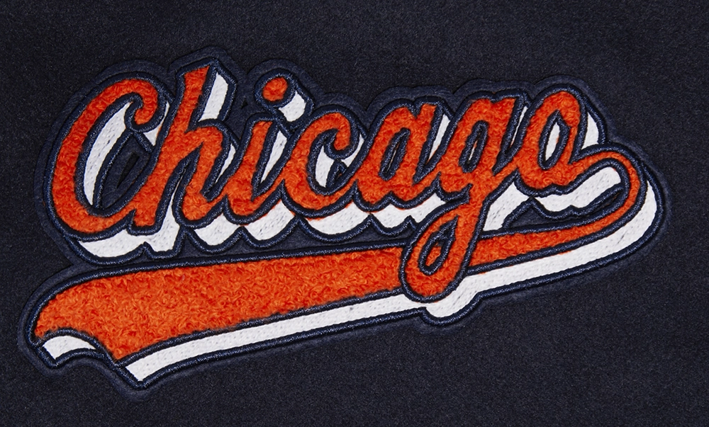 NFL CHICAGO BEARS SCRIPT TAIL MEN'S RIB WOOL VARSITY (MIDNIGHT NAVY/ORANGE/MIDNIGHT NAVY)