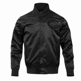 NFL CHICAGO BEARS TRIPLE BLACK MEN'S SATIN JACKET (TRIPLE BLACK)