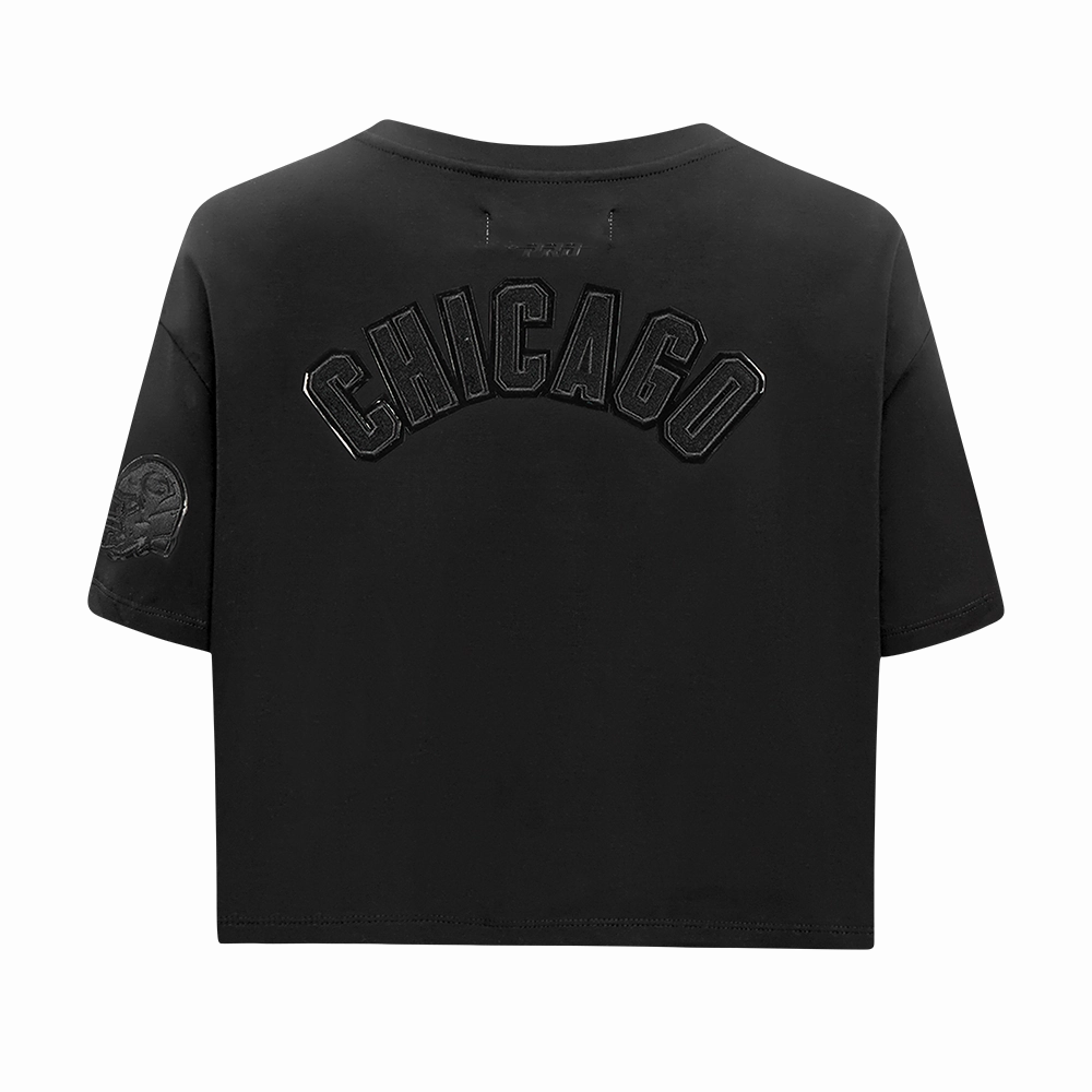 NFL CHICAGO BEARS TRIPLE BLACK WOMEN'S SINGLE JERSEY BOXY TEE (TRIPLE BLACK WOMEN'S)