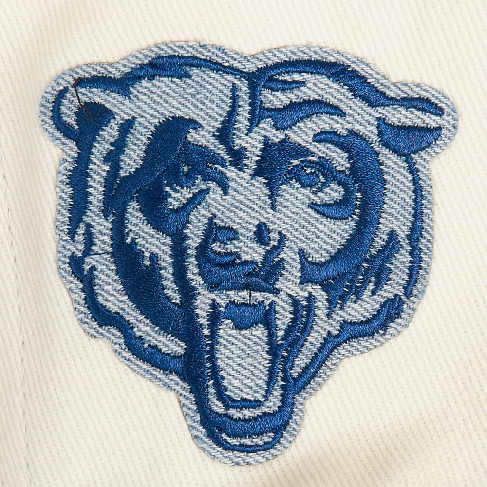 NFL CHICAGO BEARS VARSITY BLUES WOMEN'S DENIM VARSITY JACKET (DENIM/LINEN)
