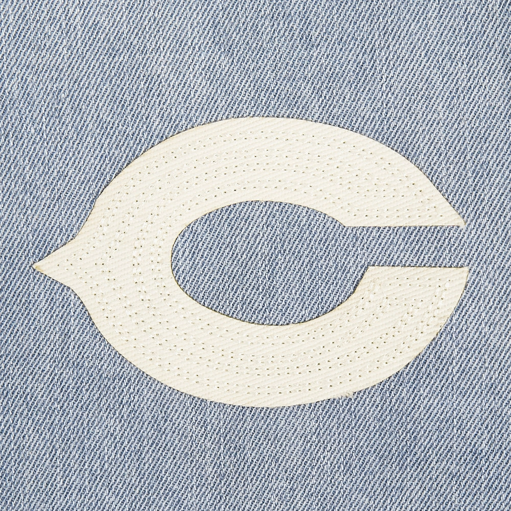 NFL CHICAGO BEARS VARSITY BLUES WOMEN'S DENIM VARSITY JACKET (DENIM/LINEN)