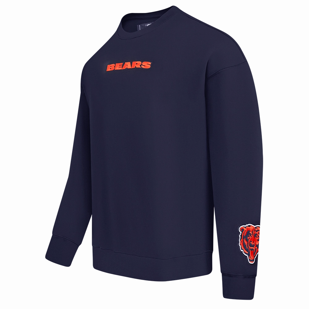NFL CHICAGO BEARS WINGSPAN MEN'S DROP SHOULDER FLEECE CREWNECK (MIDNIGHT NAVY)