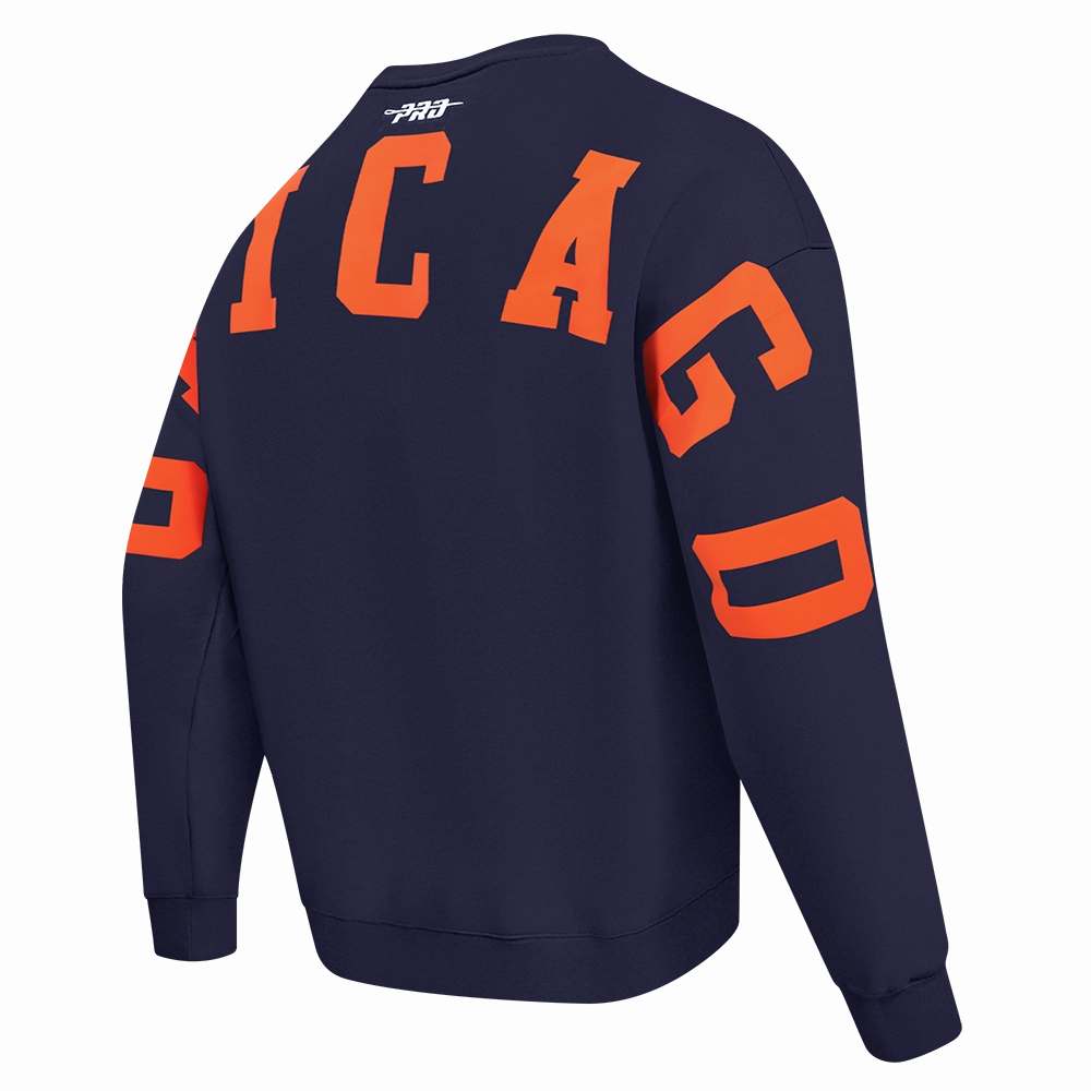 NFL CHICAGO BEARS WINGSPAN MEN'S DROP SHOULDER FLEECE CREWNECK (MIDNIGHT NAVY)
