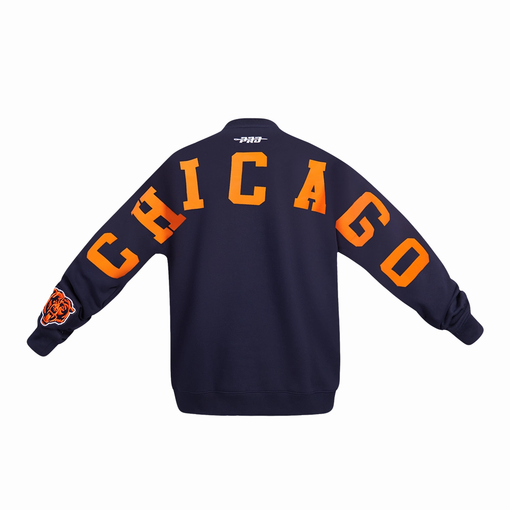 NFL CHICAGO BEARS WINGSPAN MEN'S DROP SHOULDER FLEECE CREWNECK (MIDNIGHT NAVY)