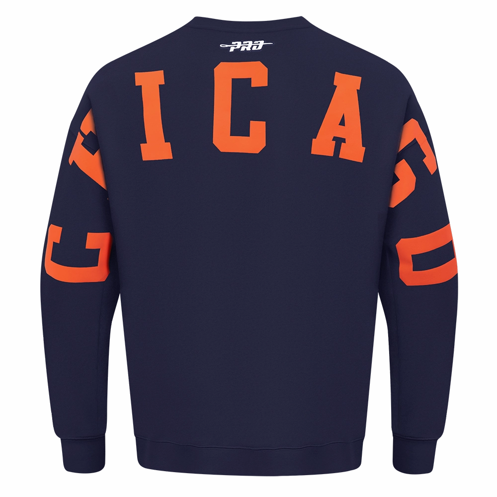 NFL CHICAGO BEARS WINGSPAN MEN'S DROP SHOULDER FLEECE CREWNECK (MIDNIGHT NAVY)