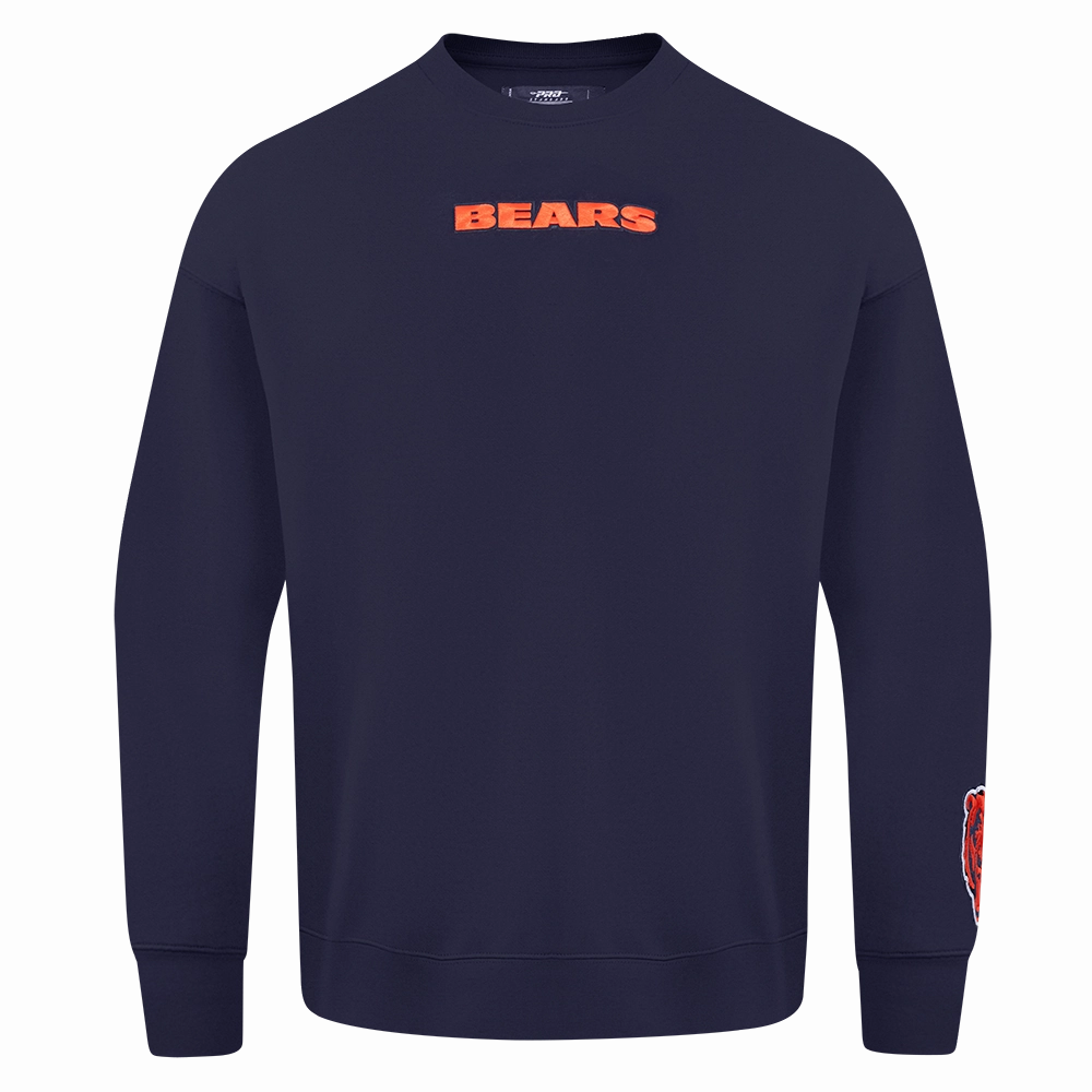 NFL CHICAGO BEARS WINGSPAN MEN'S DROP SHOULDER FLEECE CREWNECK (MIDNIGHT NAVY)