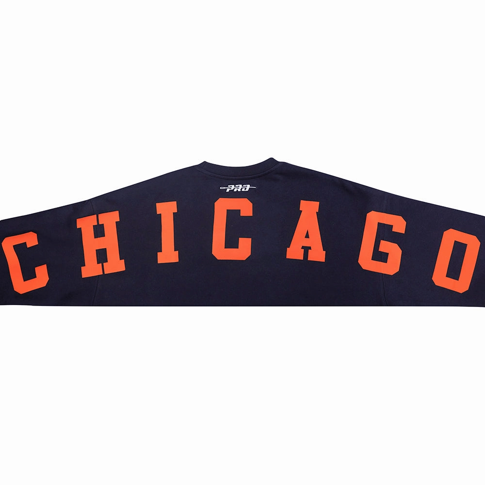 NFL CHICAGO BEARS WINGSPAN MEN'S DROP SHOULDER FLEECE CREWNECK (MIDNIGHT NAVY)