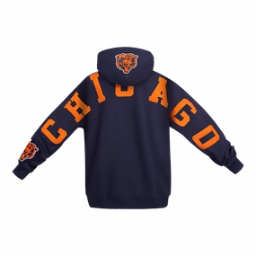 NFL CHICAGO BEARS WINGSPAN MEN'S DROP SHOULDER FLEECE PULLOVER HOODIE (MIDNIGHT NAVY)