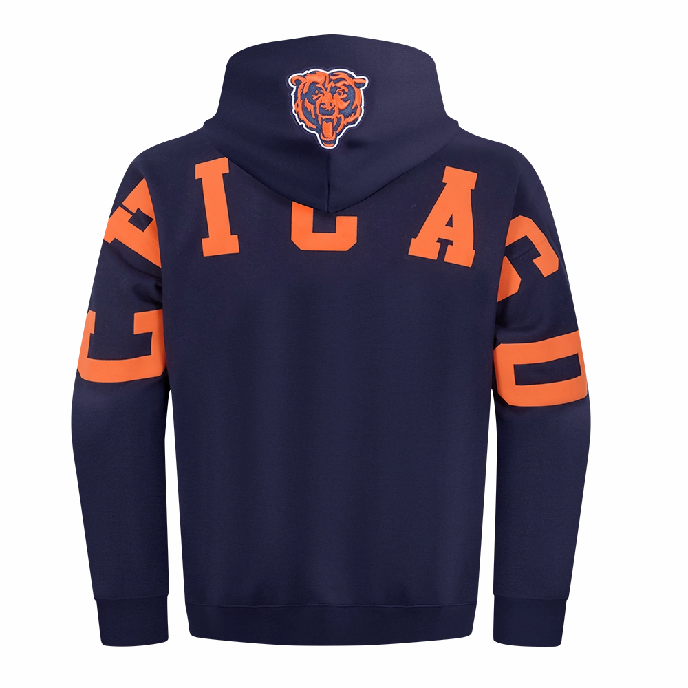 NFL CHICAGO BEARS WINGSPAN MEN'S DROP SHOULDER FLEECE PULLOVER HOODIE (MIDNIGHT NAVY)