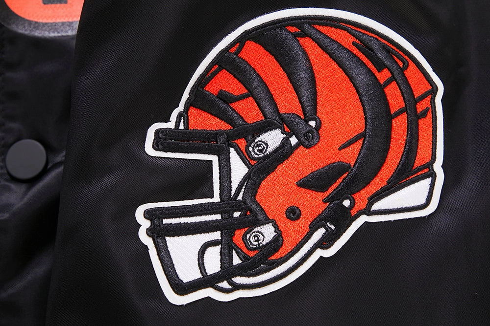 NFL CINCINNATI BENGALS BIG LOGO MEN'S SATIN JACKET (BLACK)