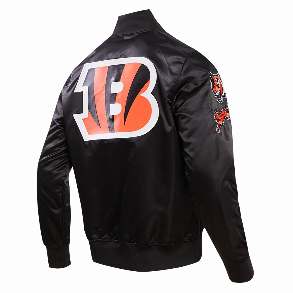 NFL CINCINNATI BENGALS BIG LOGO MEN'S SATIN JACKET (BLACK)