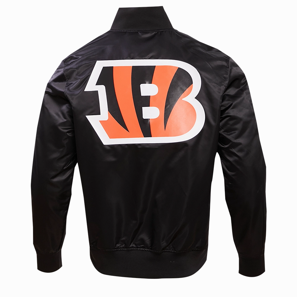 NFL CINCINNATI BENGALS BIG LOGO MEN'S SATIN JACKET (BLACK)