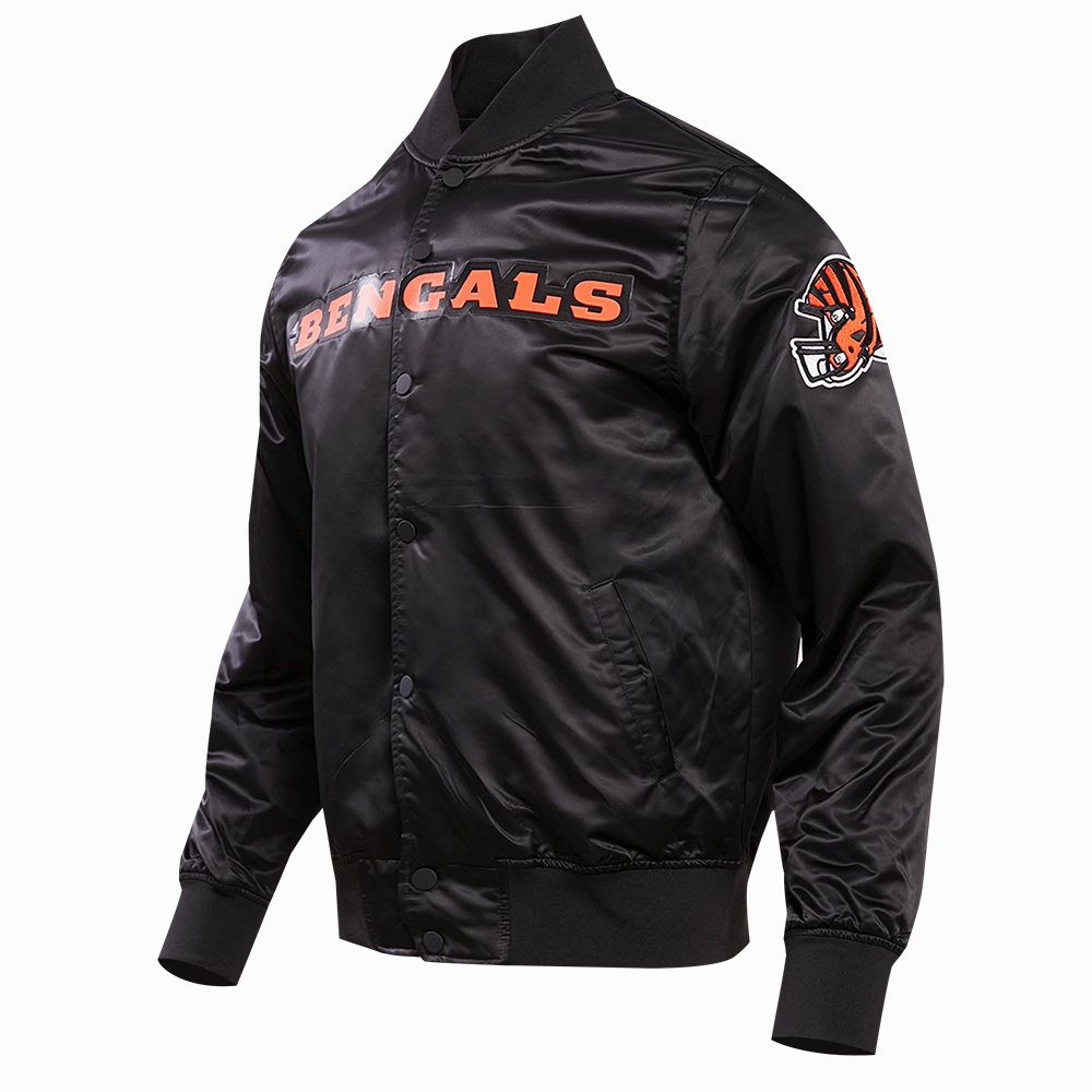 NFL CINCINNATI BENGALS BIG LOGO MEN'S SATIN JACKET (BLACK)