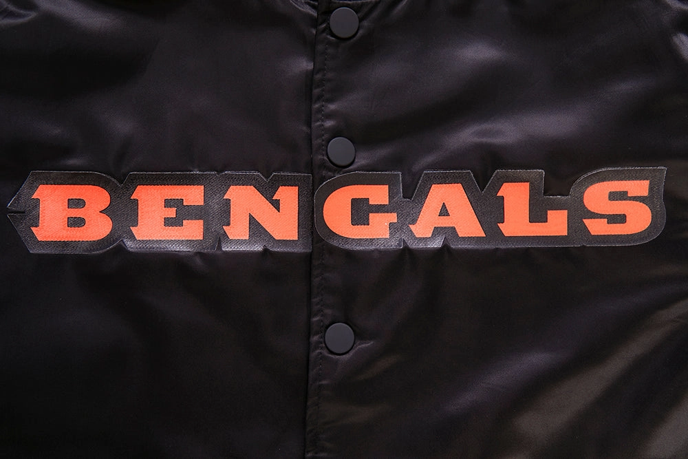 NFL CINCINNATI BENGALS BIG LOGO MEN'S SATIN JACKET (BLACK)