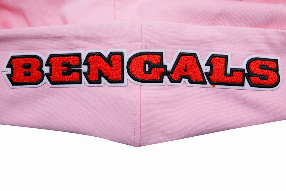 NFL CINCINNATI BENGALS CLASSIC CHENILLE FULL ZIP HOODIE  (PINK)