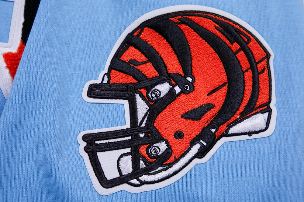 NFL CINCINNATI BENGALS CLASSIC CHENILLE FULL ZIP HOODIE  (UNIVERSITY BLUE)