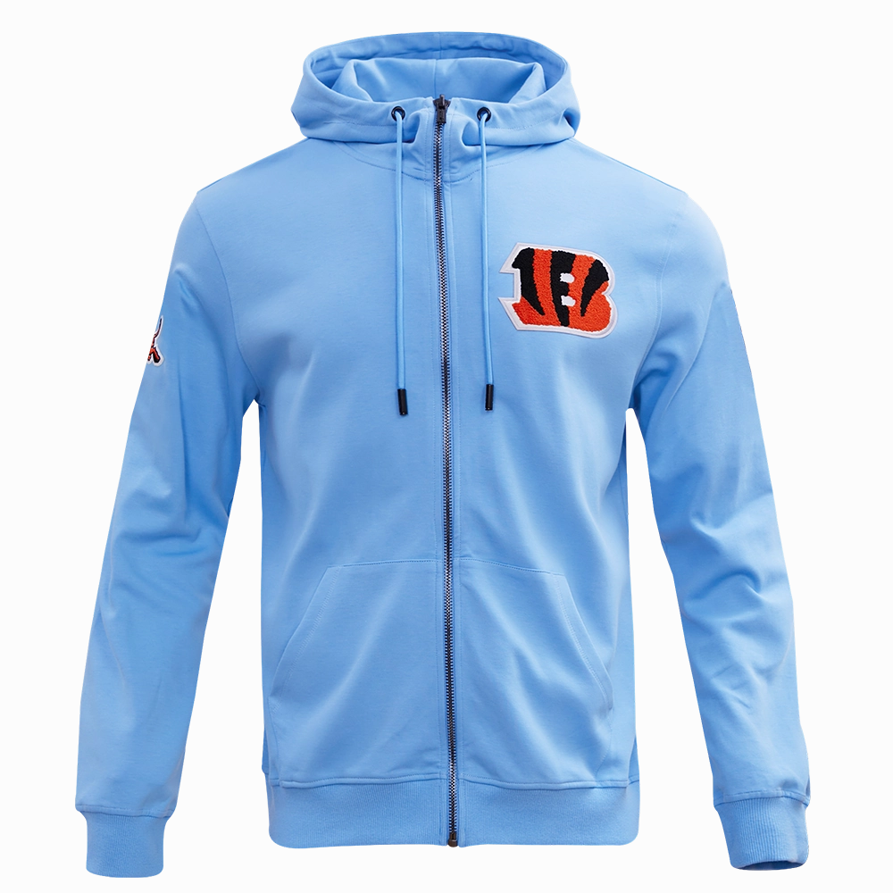 NFL CINCINNATI BENGALS CLASSIC CHENILLE FULL ZIP HOODIE  (UNIVERSITY BLUE)