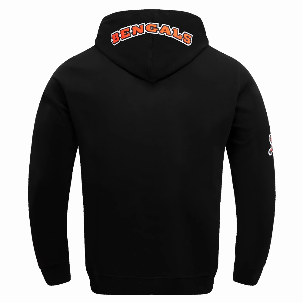 NFL CINCINNATI BENGALS CLASSIC CHENILLE MEN'S PULLOVER HOODIE (BLACK)