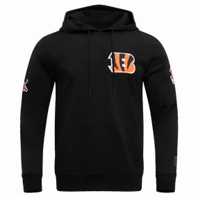 NFL CINCINNATI BENGALS CLASSIC CHENILLE MEN'S PULLOVER HOODIE (BLACK)