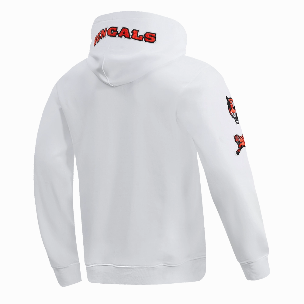 NFL CINCINNATI BENGALS CLASSIC CHENILLE MEN'S PULLOVER HOODIE (WHITE)