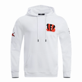 NFL CINCINNATI BENGALS CLASSIC CHENILLE MEN'S PULLOVER HOODIE (WHITE)
