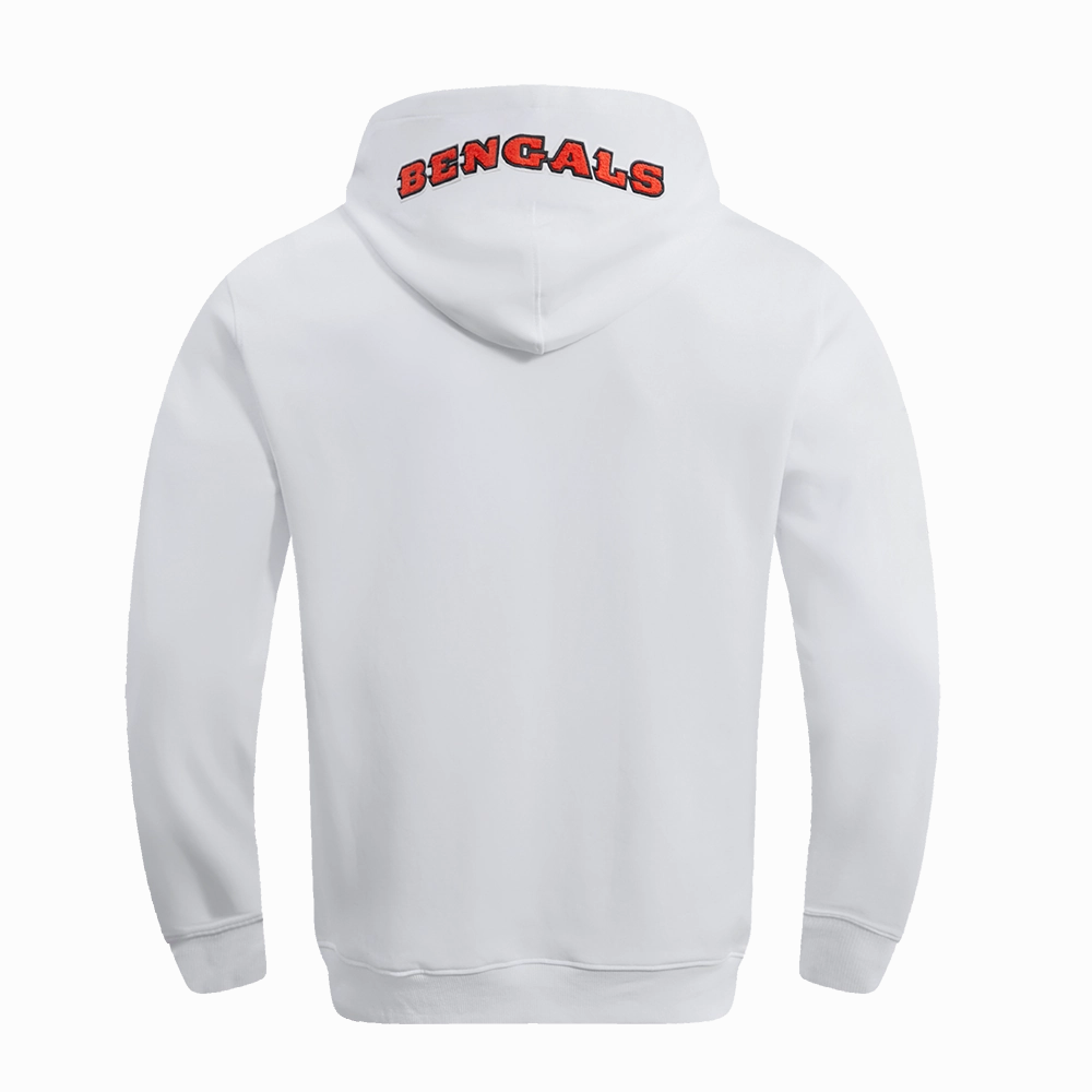 NFL CINCINNATI BENGALS CLASSIC CHENILLE MEN'S PULLOVER HOODIE (WHITE)