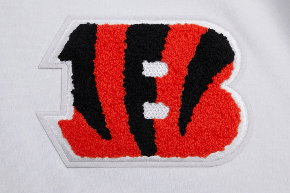 NFL CINCINNATI BENGALS CLASSIC CHENILLE MEN'S PULLOVER HOODIE (WHITE)