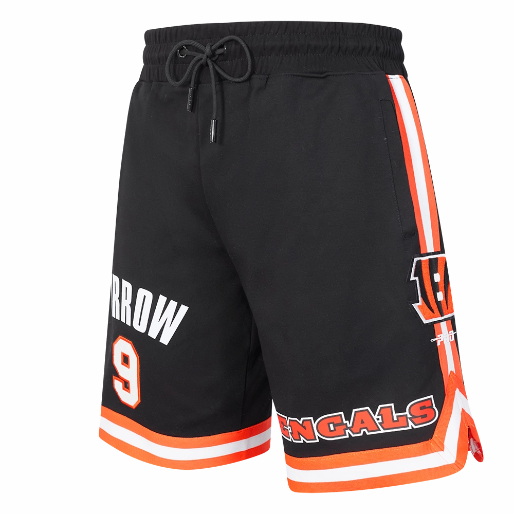 NFL CINCINNATI BENGALS JOE BURROW #9 MEN'S SHORT (BLACK/ORANGE)