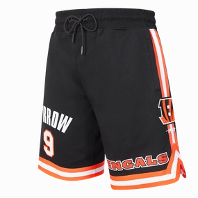 NFL CINCINNATI BENGALS JOE BURROW #9 MEN'S SHORT (BLACK/ORANGE)