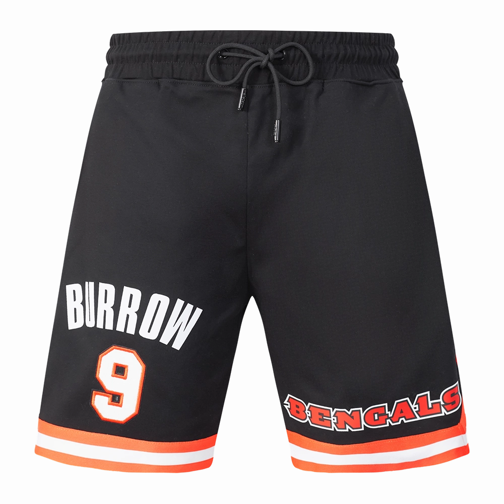 NFL CINCINNATI BENGALS JOE BURROW #9 MEN'S SHORT (BLACK/ORANGE)