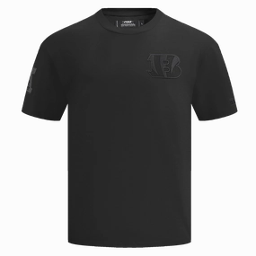 NFL CINCINNATI BENGALS NEUTRAL COTTON JERSEY DROP SHOULDER TEE (BLACK)