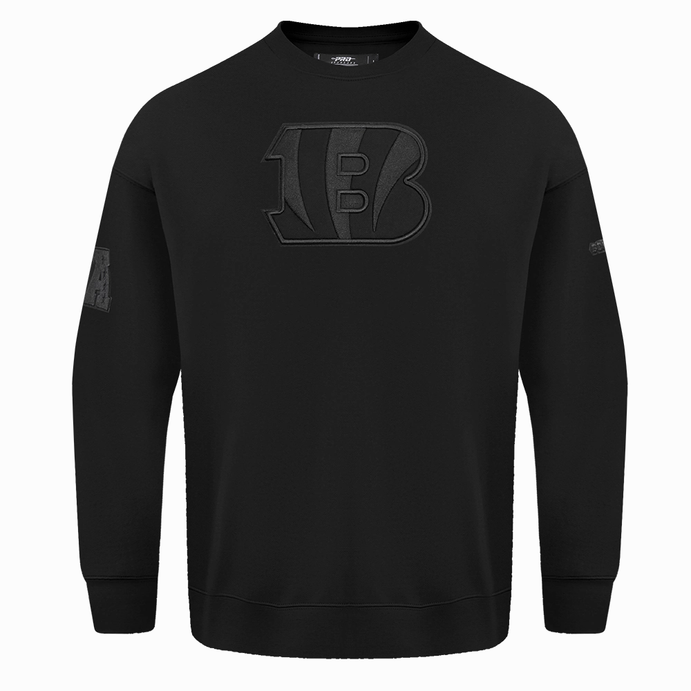 NFL CINCINNATI BENGALS NEUTRAL DROP SHOULDER FLEECE CREWNECK (BLACK)